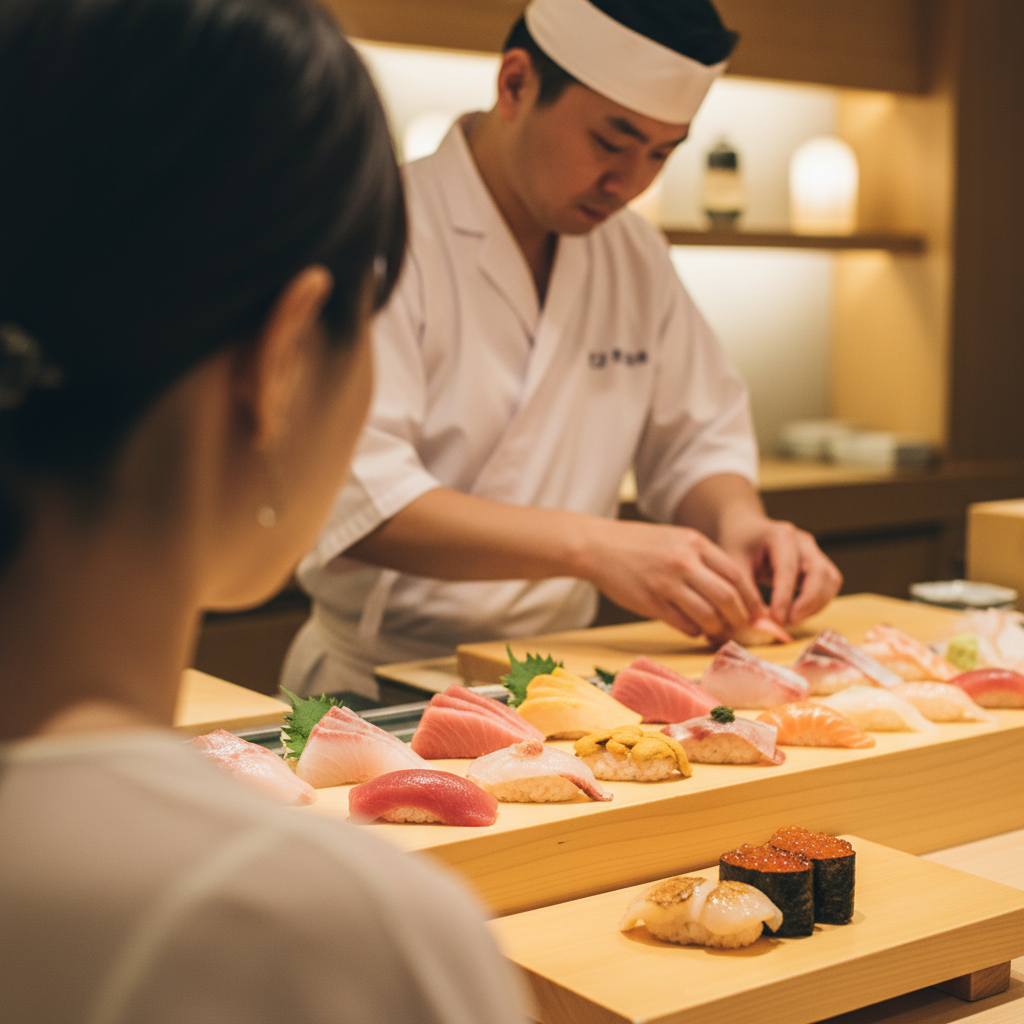 時短料理に関する渋谷「立喰い寿司 魚がし日本一」：サクッと贅沢！本気の立ち食い寿司｜グルメ・料理