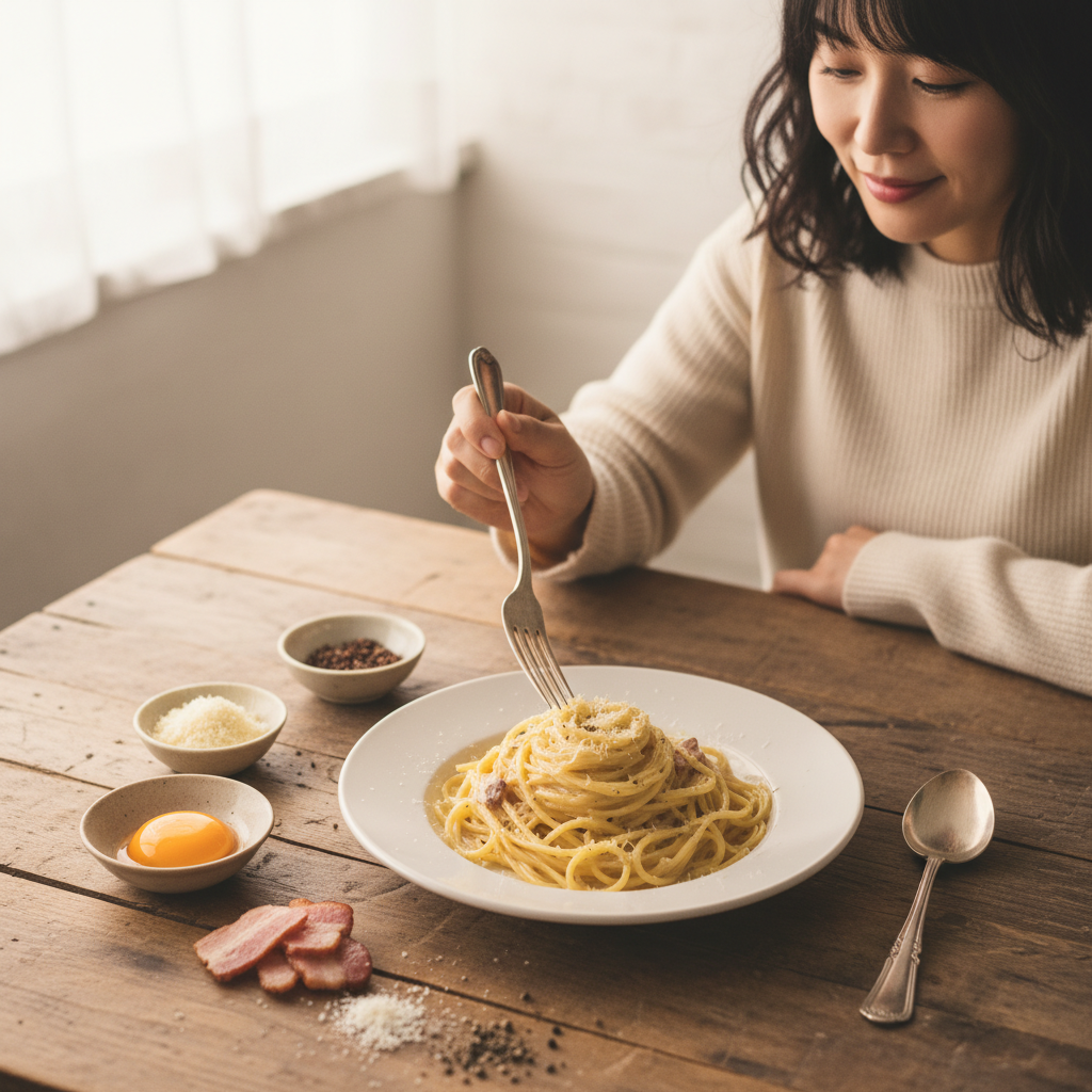 ディナーに関する手軽に本格パスタ！濃厚カルボナーラ｜グルメ・料理