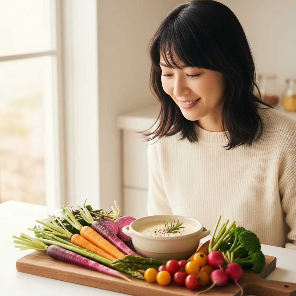 ヘルシーに関するおすすめメニュー：季節の有機野菜を使ったバーニャカウダ｜グルメ・料理